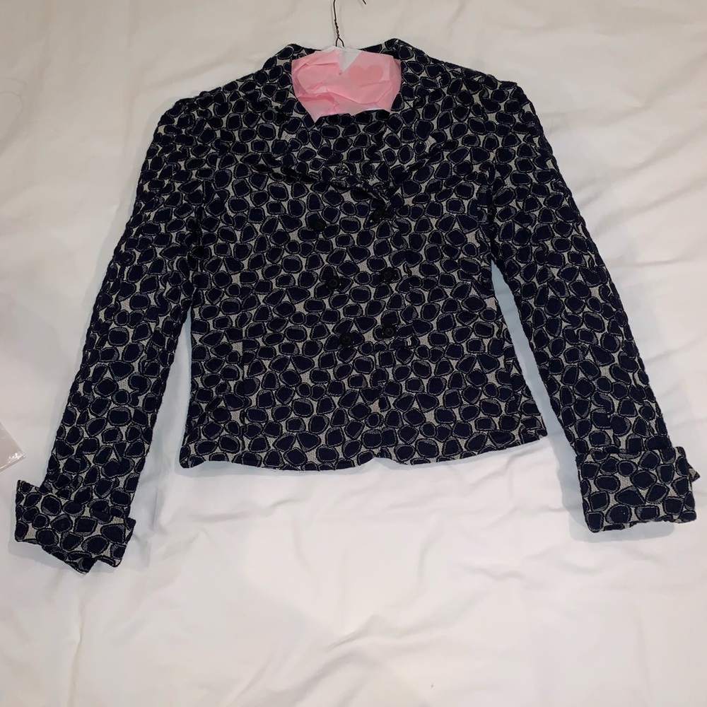 DIane Von Furstenberg navy & silver blazer